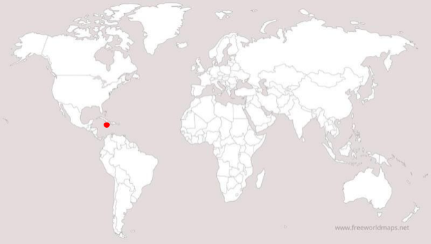 The red dot indicates where on the map Jamaica is located.