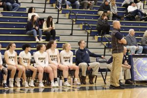 Norwin Lady Knights bench watches the action on the court. 