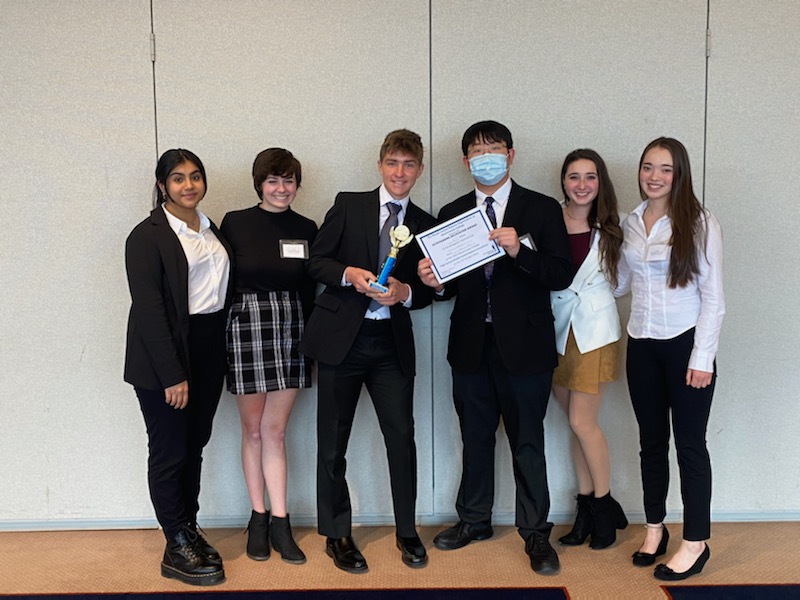 Delegates from Norwin who won Second Place Delegation representing China. (Left to right): Harneet Singh (9), Paige Tokay (10), Oliver Hinson (11), Rex Wu (10), Shawna Sinchak (12), Maleah Phetsomphou (11).