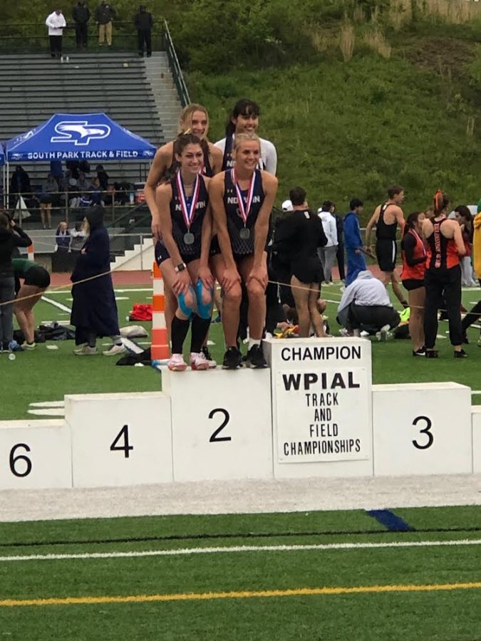 The girls 4x400 meter relay take second at the Individual WPIAL Championship at Slippery Rock on Wednesday, May 18.