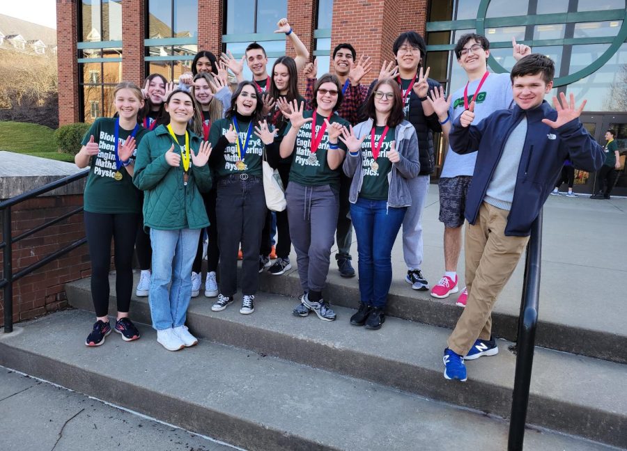 The Norwin High School Science Olympiad team poses after winning 6th at the Southwest Regional Science Olympiad Competition. 