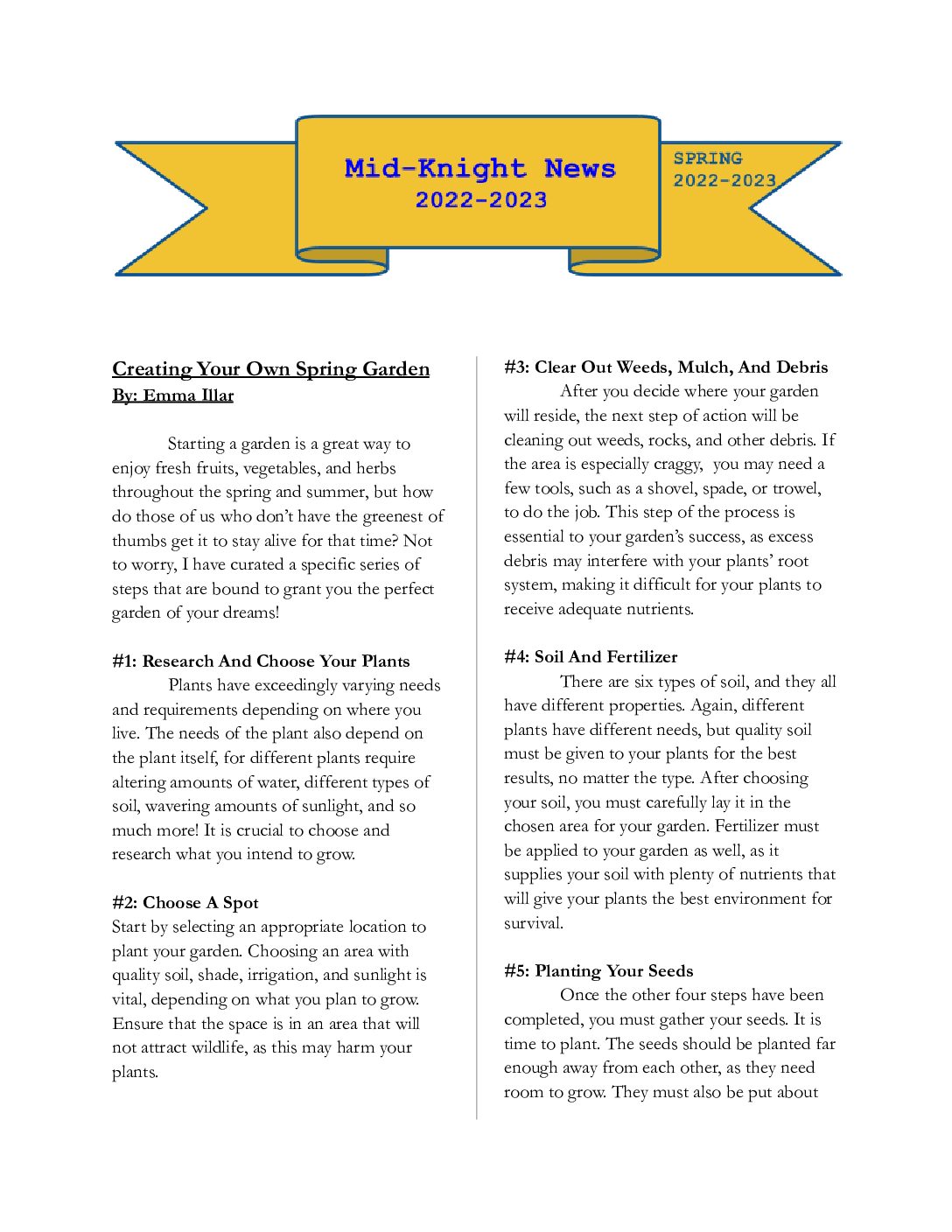 2022-23 Middle School SPRING edition