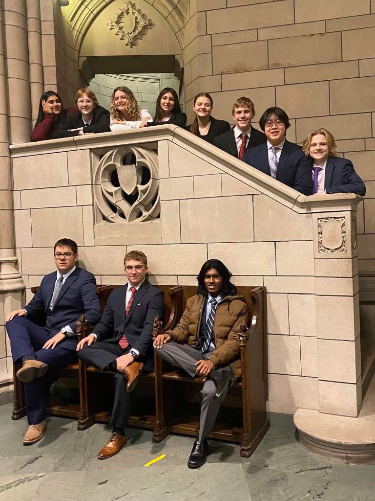 Some of the Mock Trial Students get together at Pitt for the groups first ever competition.