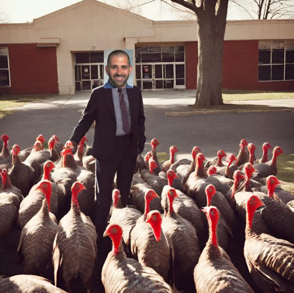 Mr. Amic, English teacher at the high school, walks to his car after school with turkeys surrounding him… right before they attack.
