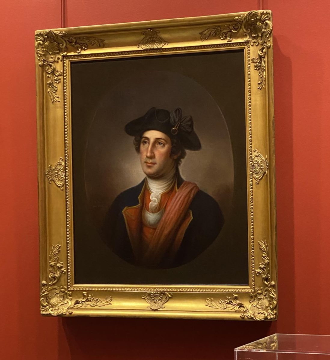 This is a painting of a young George Washington located in the Art Gallery in the Fort Ligonier museum.