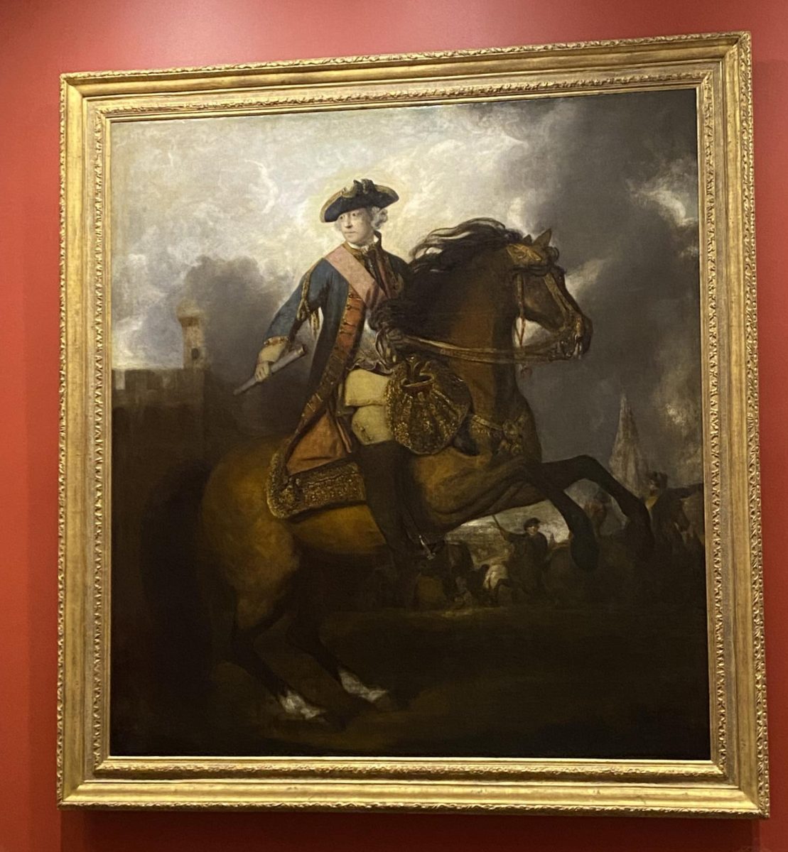 Depicted is a painting of the man the fort was named after, Sir John Ligonier, who was one of the leaders of the British war effort despite staying in England. 