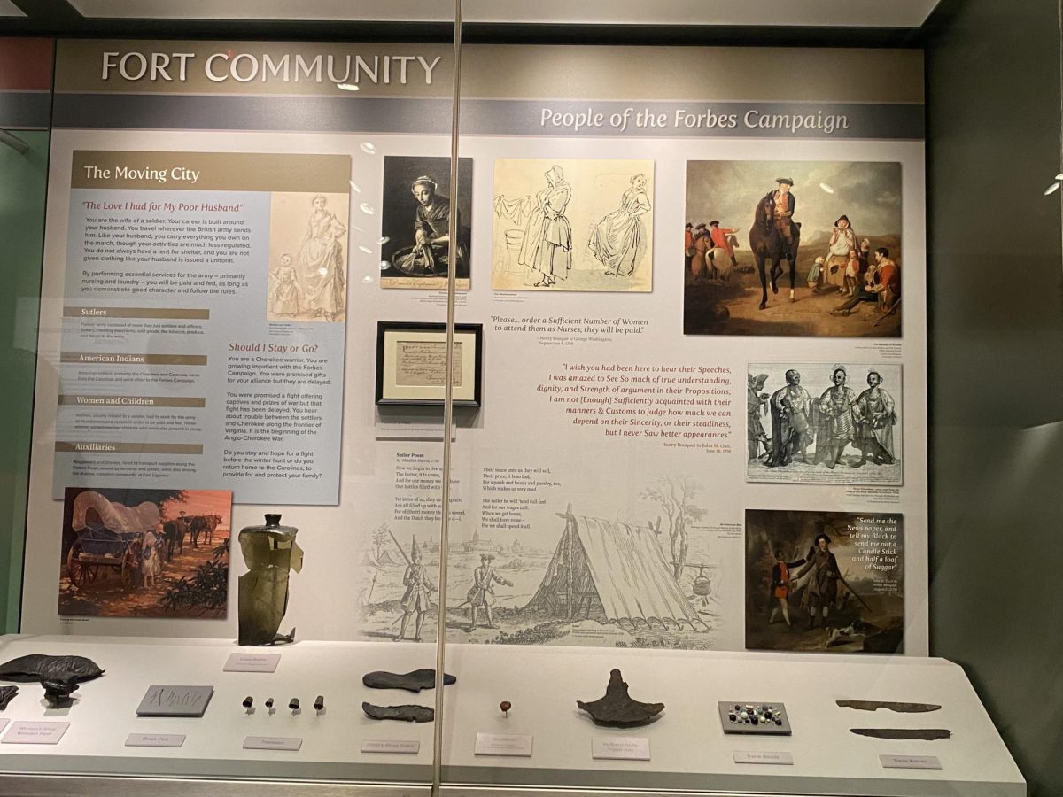 This is a display case in the Fort Ligonier museum which gives more information about life at the fort through images and descriptions.