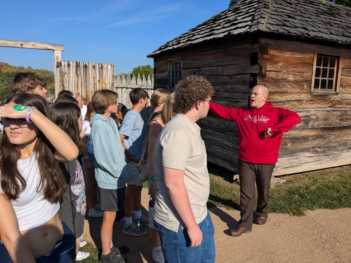 AP U.S. History students get a close-up view of Fort Ligonier shortly after entering the recreation of the fort.