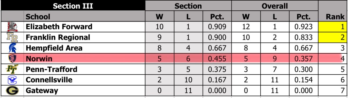 The Norwin Girls’ Golf team is fourth in section three of the WPIAL. 