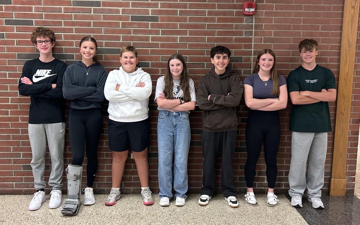 The Newly Elected 2025-2026 Freshman Class Officers: Brody Heckman (Community Outreach Coordinator), Caroline DeFazio (Vice President), Keegan Murphy (President), Marin Tocco (Correspondence Secretary), Nino Pagano (Social Media Coordinator), Alex Dunham (Recording Secretary), Austin Bobby (Treasurer)