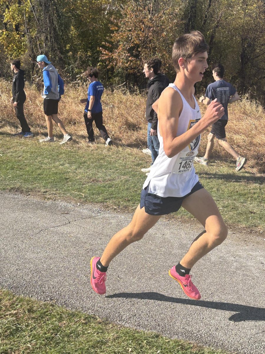 Number one running for boys Benjamin McBride running in the states championship.