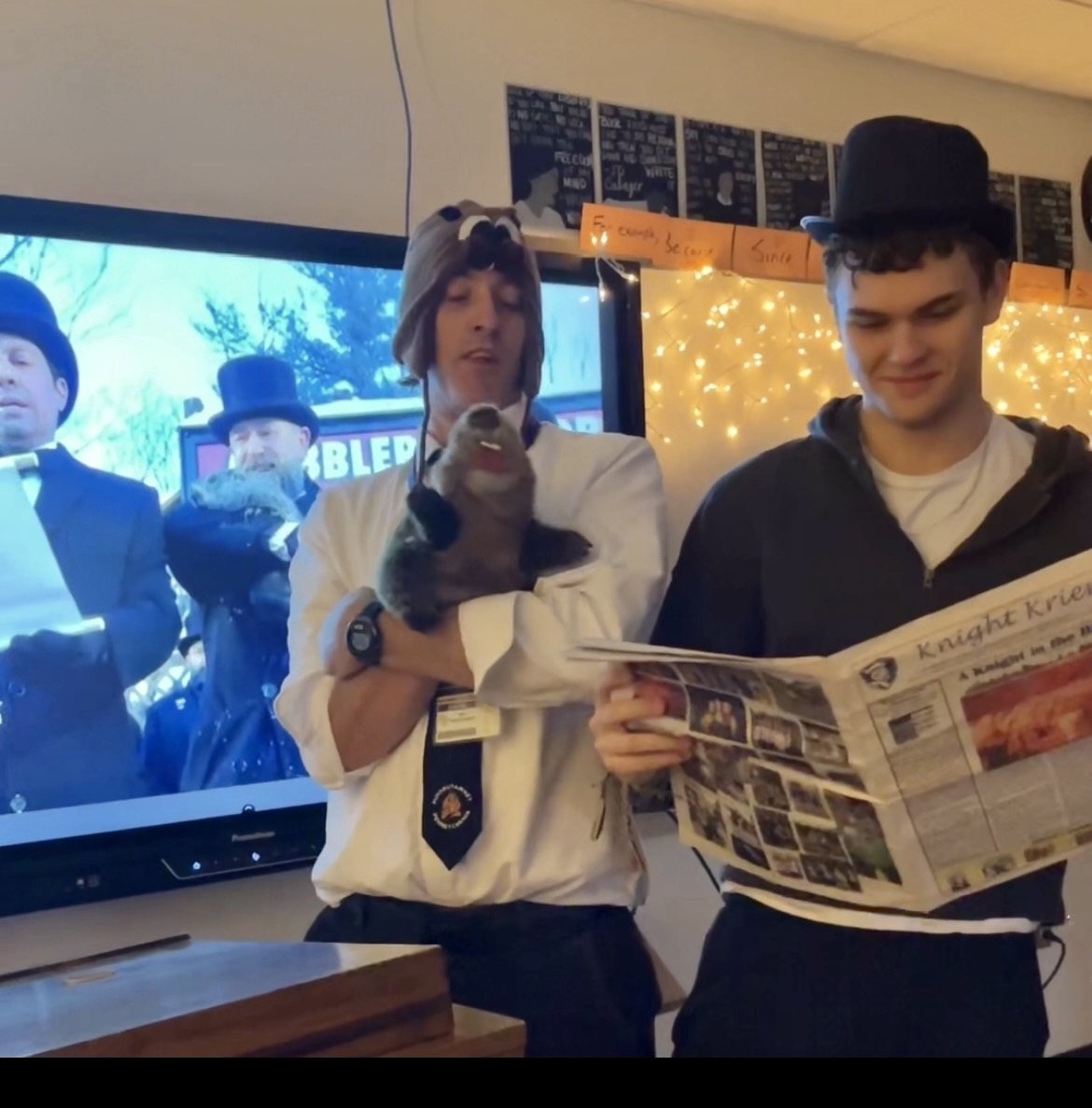 Knight Krier Staff celebrates Groundhog Day