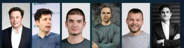 The creators of ChatGPT: Elon Musk, Sam Altman, Ilya Sutskever, Greg Brockman, Wojciech Zaremba, John Schulman.